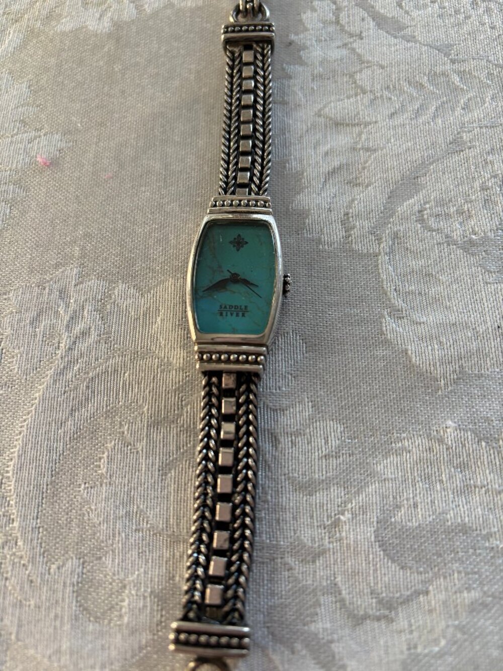 Saddle River Quartz Silver Tone Toggle Band Blue Face Boho Woman's Watch